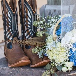 Ariat Blue Detail Square Toe Boots